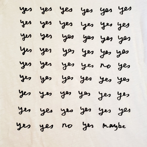 J. CREW•'yes yes no maybe' tee• s/s white•xxs - Picture 7 of 12